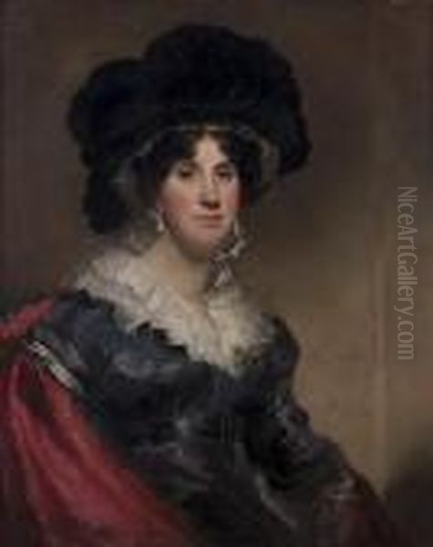 Portrait Of A Lady In A Hat Oil Painting by Sir William Beechey