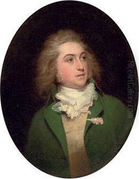 Portrait Of Lieutenant Paul 
Sandby (1765-1793), Aged 25, Smallhalf-length, In A Green Coat, Buff 
Waistcoat And White Stock Oil Painting by Sir William Beechey