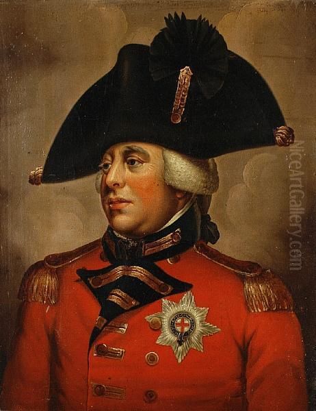 Portrait Of King George Iii Bust-length, In Uniform Oil Painting by Sir William Beechey