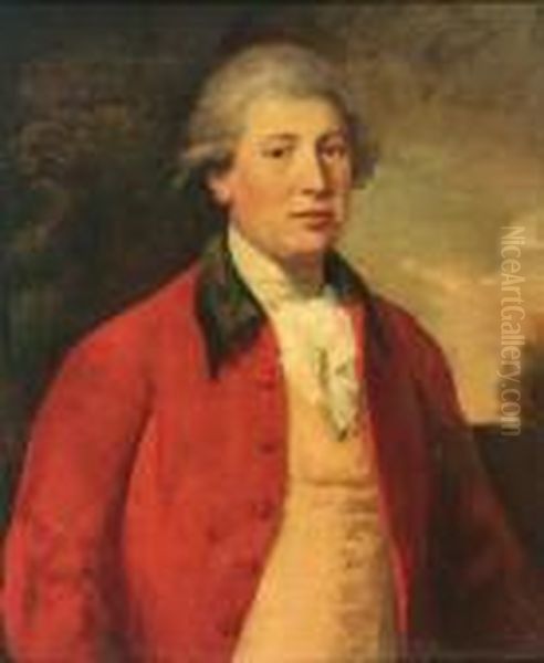 Portrait Of A Gentleman In A Red Coat Oil Painting by Sir William Beechey