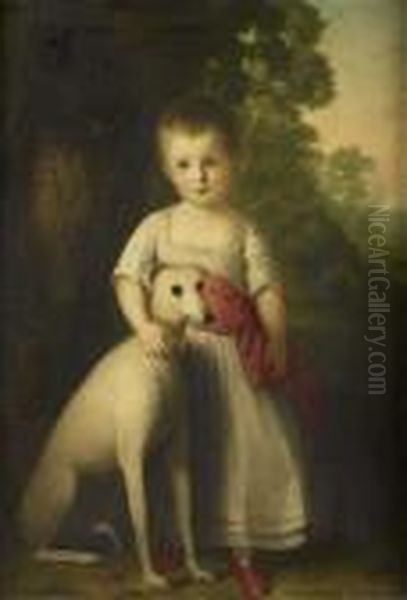 Portrait Study Of Young Girl With Dog Oil Painting by Sir William Beechey