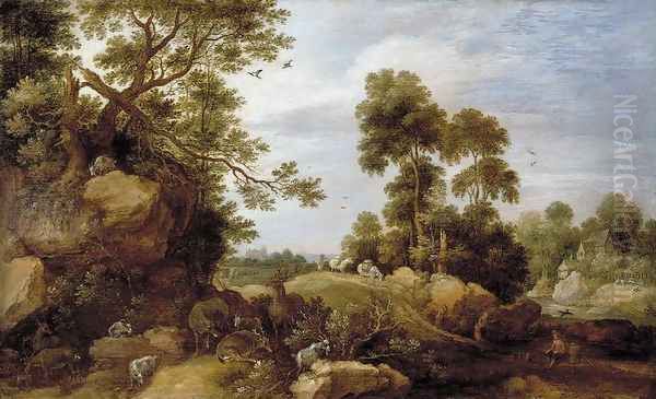 Landscape 1620-22 Oil Painting by Gillis Claesz. De Hondecoeter