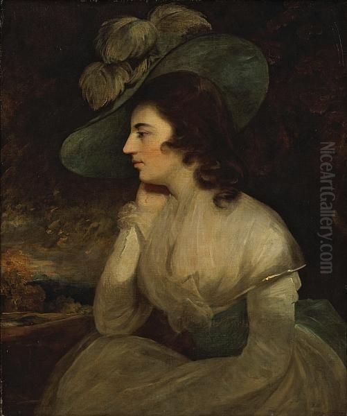 A Portrait Of A Lady, Thought To Be His Wife,mary Ann Beechey Oil Painting by Sir William Beechey