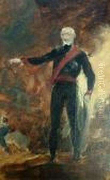 Study For An Officer In Battle Oil Painting by Sir William Beechey