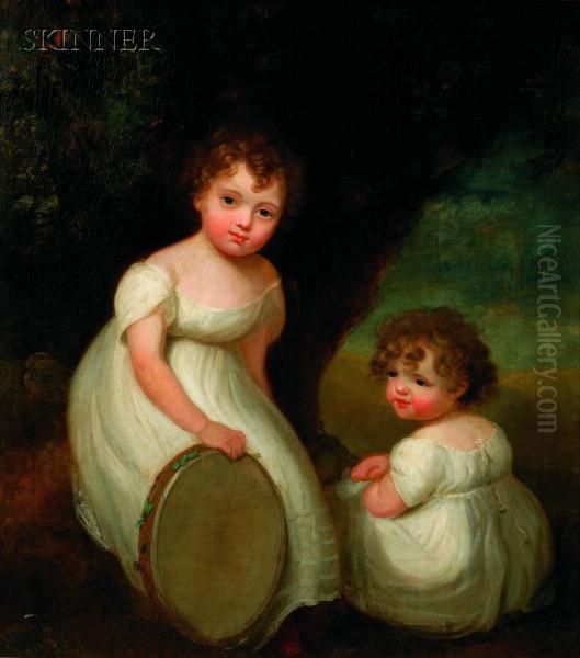 The Misses Horsley, Daughters Of George Horsely, Esq. Ofepsom Oil Painting by Sir William Beechey