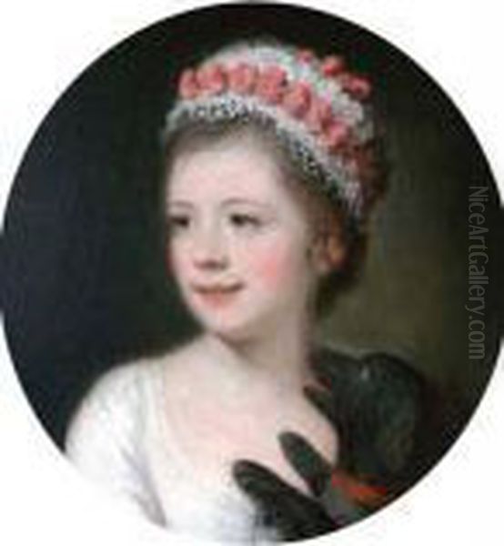 Portrait Of A Young Girl, Bust-length, And Her Puppy Oil Painting by Sir William Beechey