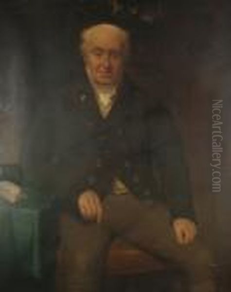 Portrait Of A Gentleman Seated Thought To Show Thomas Collins Esq. Oil Painting by Sir William Beechey