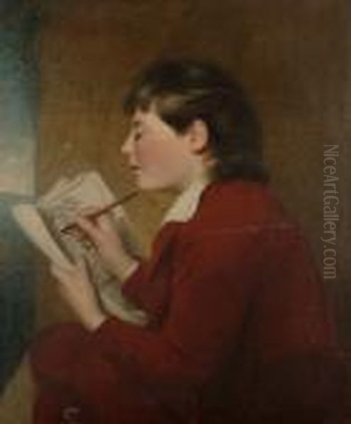 Portrait Of A Young Boy Sketching Oil Painting by Sir William Beechey