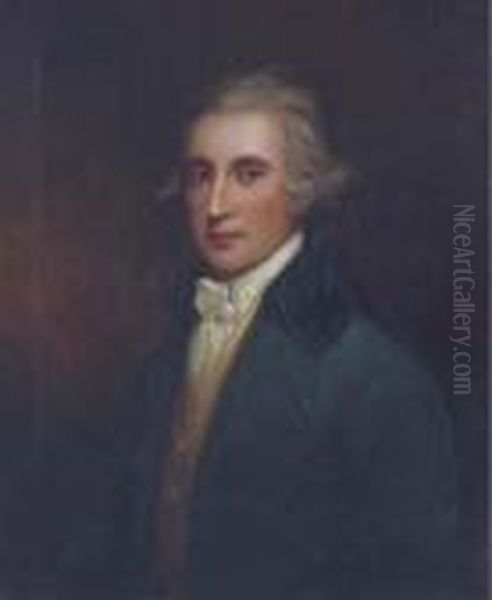 Portrait Of A Gentleman In A Blue Coat Oil Painting by Sir William Beechey