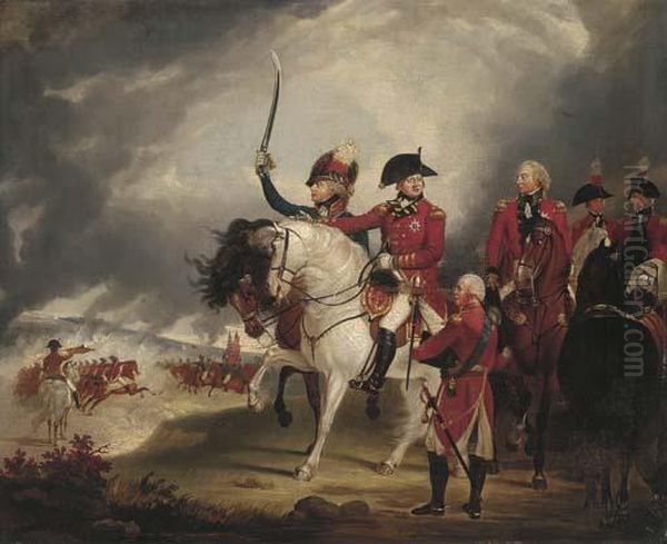 King George Iii Reviewing The 3rd. Dragoon Guards Oil Painting by Sir William Beechey