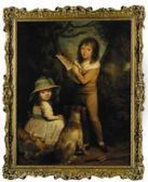 Double Portrait Of A Boy And Girl Oil Painting by Sir William Beechey