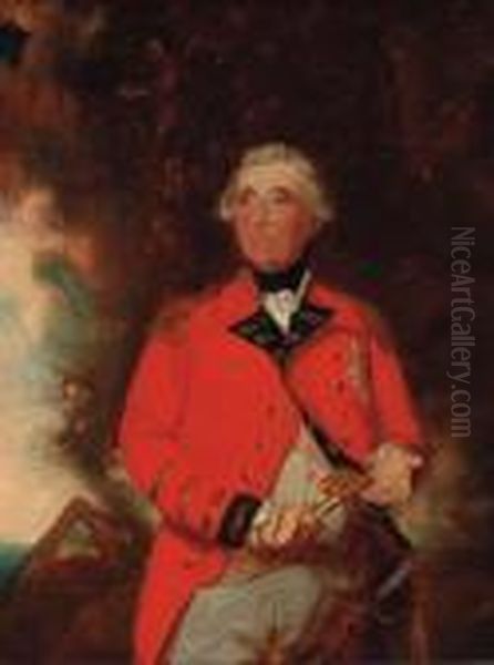 Portrait Of George Iii, Small Three-quarter-length, In Uniform,holding A Key Oil Painting by Sir William Beechey