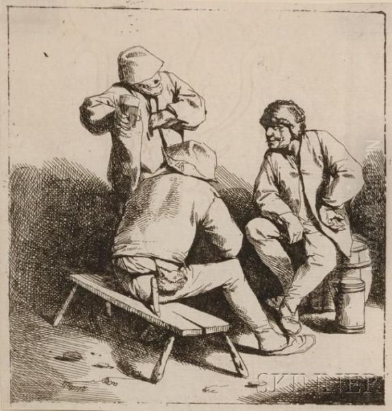 The Three Drinkers Oil Painting by Cornelis (Pietersz.) Bega