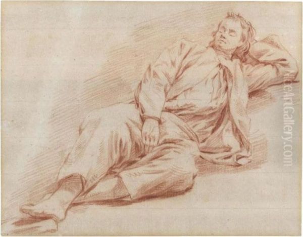 A Young Man Reclining Asleep Oil Painting by Cornelis (Pietersz.) Bega