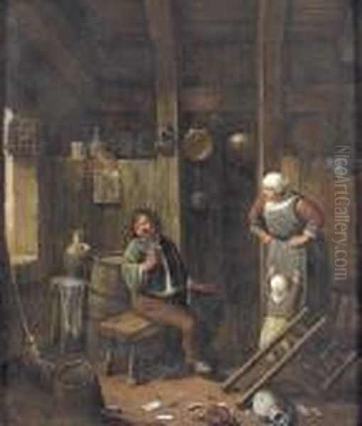 Trinkender Bauer. Oil Painting by Cornelis (Pietersz.) Bega