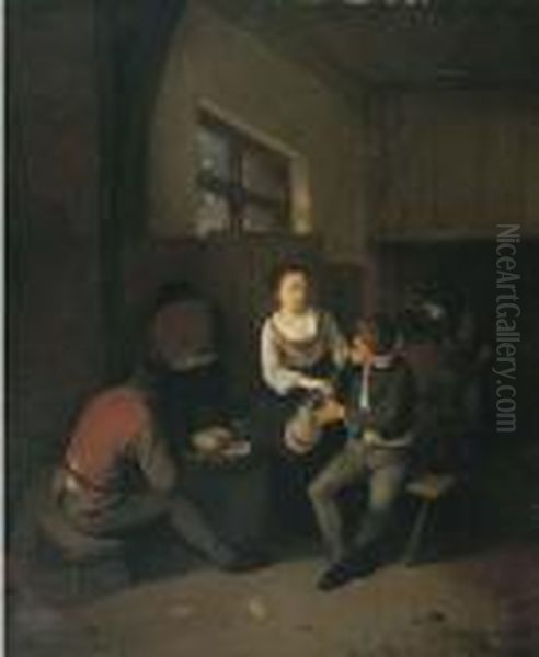 Peasants In A Tavern Oil Painting by Cornelis (Pietersz.) Bega