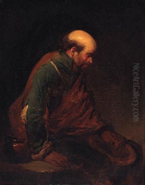 An Old Man Leaning Against A Table Oil Painting by Cornelis (Pietersz.) Bega