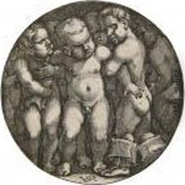 Eight Nude Boys Oil Painting by Hans Sebald Beham