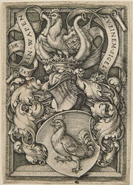 Coat Of Arms With A Cock Oil Painting by Hans Sebald Beham