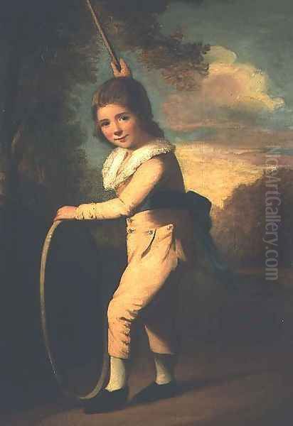 Portrait of Master William Morgan with a hoop and stick Oil Painting by John Hoppner