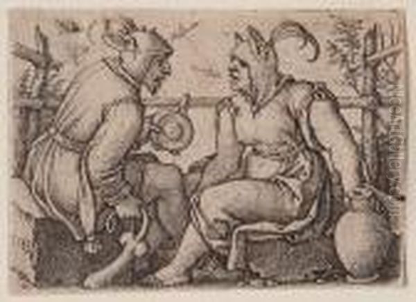 Fool And The Foolish Woman Oil Painting by Hans Sebald Beham