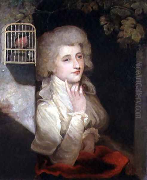 Portrait of Mrs Young at an Open Window Oil Painting by John Hoppner