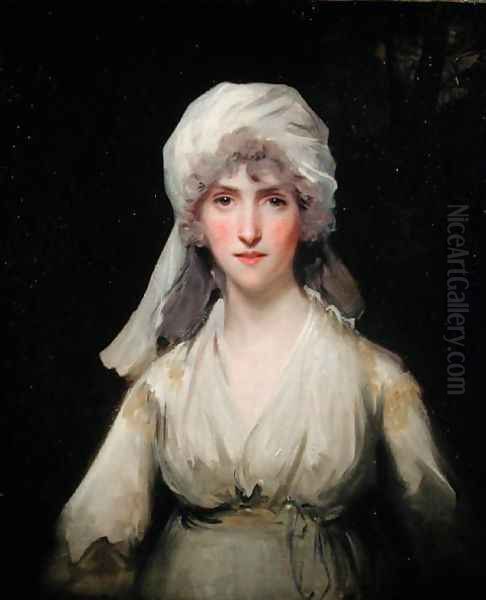 Portrait of a Lady wearing a Turban Oil Painting by John Hoppner