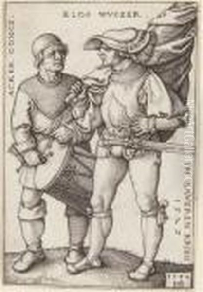 Standard-bearer And Drummer Oil Painting by Hans Sebald Beham