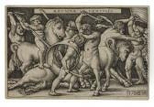 Hercules Battling The Centaurs Oil Painting by Hans Sebald Beham