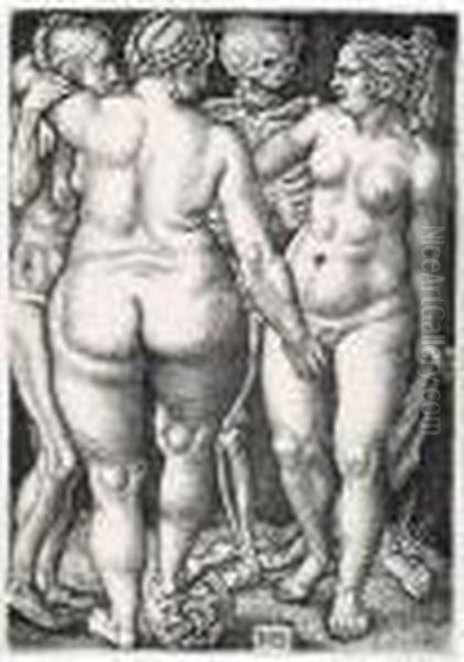 Death And Three Nude Women (holl.152) Oil Painting by Hans Sebald Beham