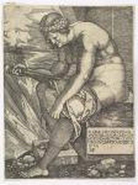 Two Engravings. Dido<</b> Oil Painting by Hans Sebald Beham