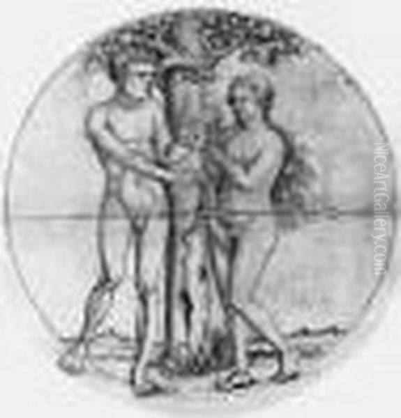 Adam Et Eve Oil Painting by Hans Sebald Beham