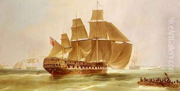 An East Indiaman Entering Madras Harbour, India Oil Painting by William John Huggins