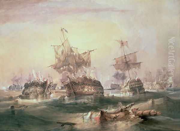 Battle of Trafalgar Oil Painting by William John Huggins