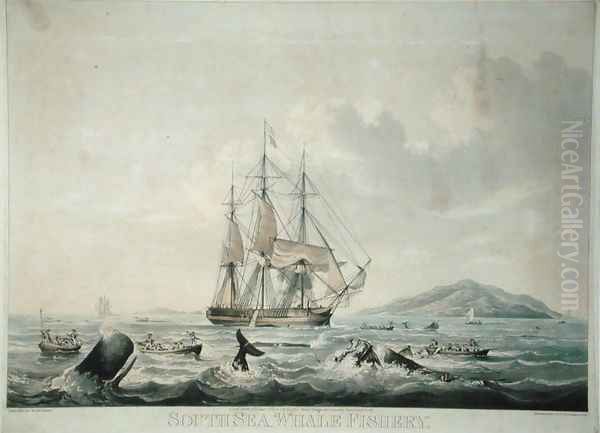 South Sea Whale Fishery Oil Painting by William John Huggins