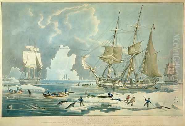 Northern Whale Fishery Oil Painting by William John Huggins