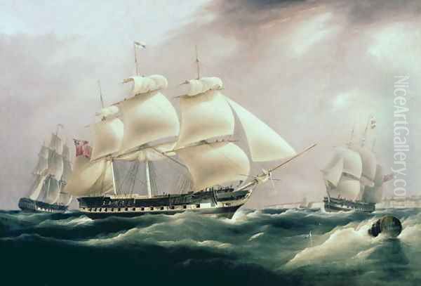 East Indiaman Herefordshire Oil Painting by William John Huggins