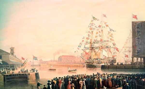 The Opening of St Katherines Dock Oil Painting by William John Huggins