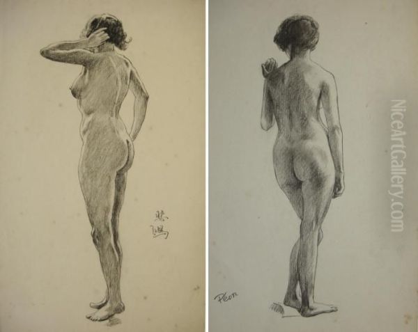 Nude From The Back Oil Painting by Xu Beihong