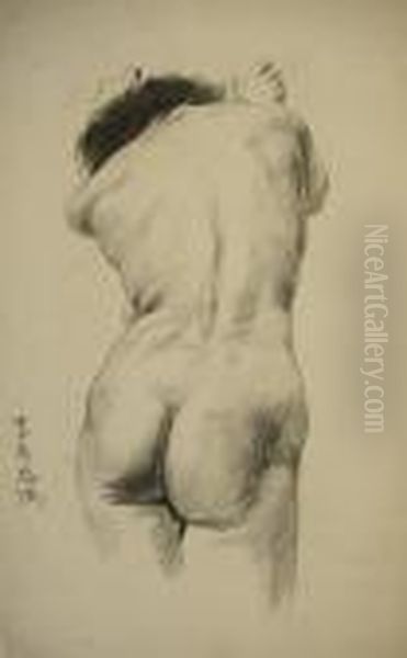 Nude From The Back Oil Painting by Xu Beihong