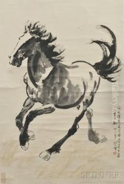 A Galloping Horse Oil Painting by Xu Beihong