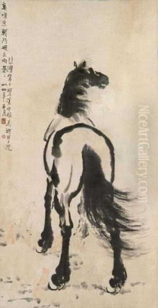 Standing Horse Oil Painting by Xu Beihong