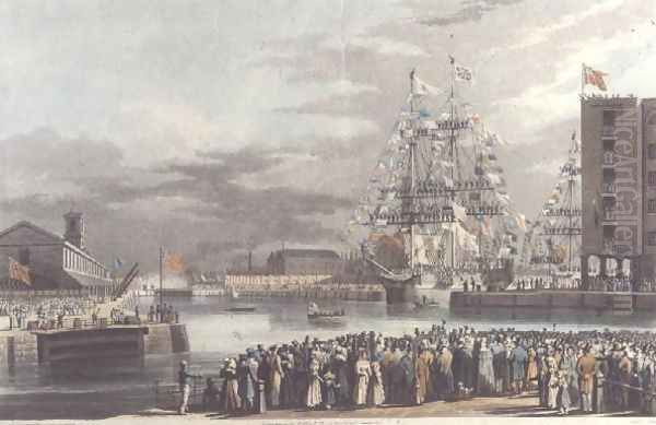 St Katherines Dock Opening on 25th October 1828 Oil Painting by William John Huggins