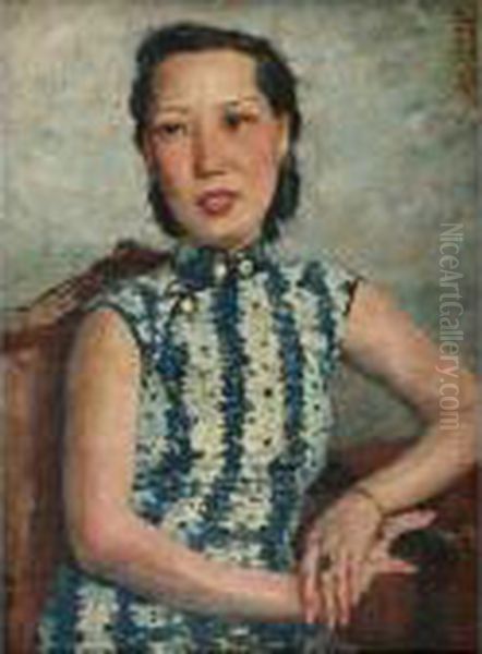 Portrait Of Mrs. Xue Xia Oil Painting by Xu Beihong