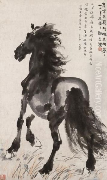 A Stallion Oil Painting by Xu Beihong