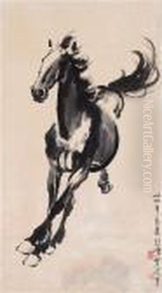 A Galloping Horse Oil Painting by Xu Beihong