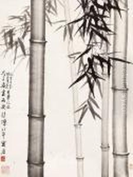 Bamboos Oil Painting by Xu Beihong