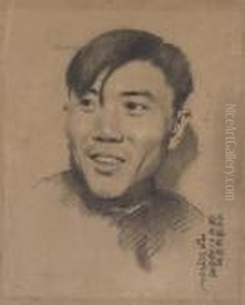 Portrait Of Sheng Cheng Oil Painting by Xu Beihong