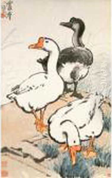 Geese Oil Painting by Xu Beihong