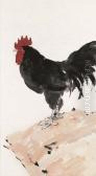 Rooster Oil Painting by Xu Beihong